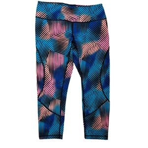Zella Capri Leggings in Blue and Pink Pattern Size Small
